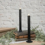 Set/ 2 - 9.5" Moving Flame Black Taper Candle