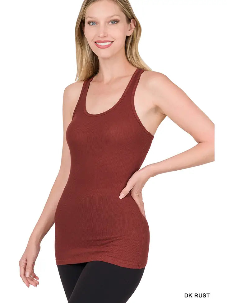 Stretchy Ribbed Knit Racerback Tank Top