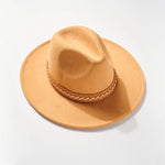 Braided Leather Strap Fedora Hat