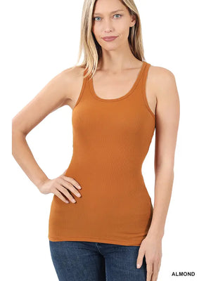 Stretchy Ribbed Knit Racerback Tank Top