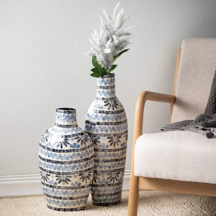 Blue and White Capiz Vase- 2 sizes