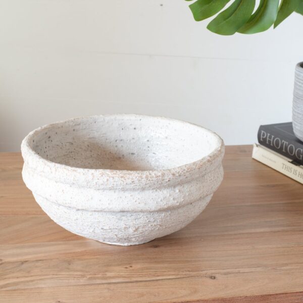 Vintage Inspired White Terracotta Bowl