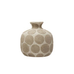 Terra-cotta Vase w/ Wax Relief Dots, White & Cement Color