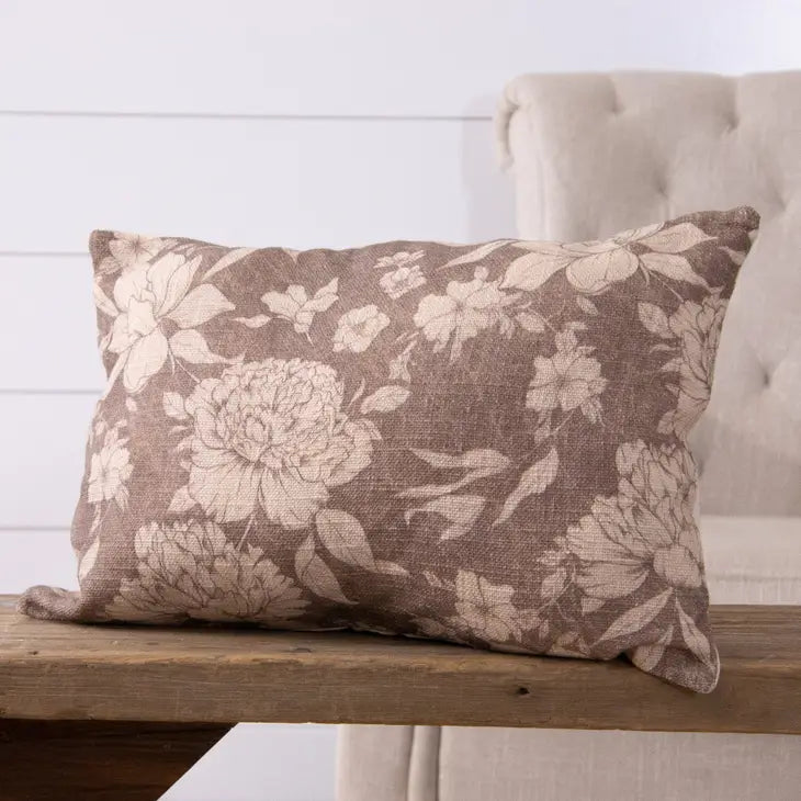 Sepia Floral Lumbar Pillow