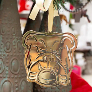 Bulldog Face Ornament Gold
