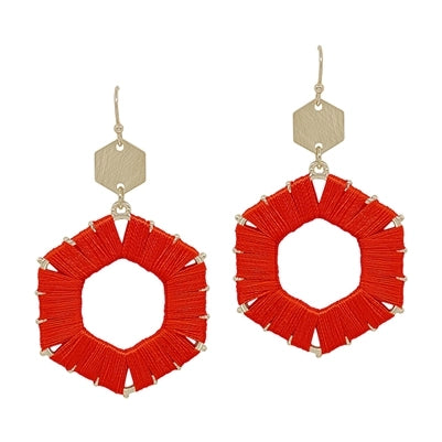 Red Hexagon Gameday Earrings