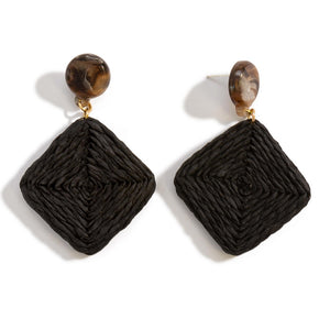 Basket Weave Raffia Drop Earrings