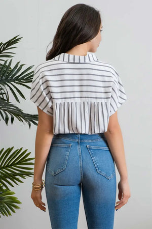 Collared Stripe Button Up Top