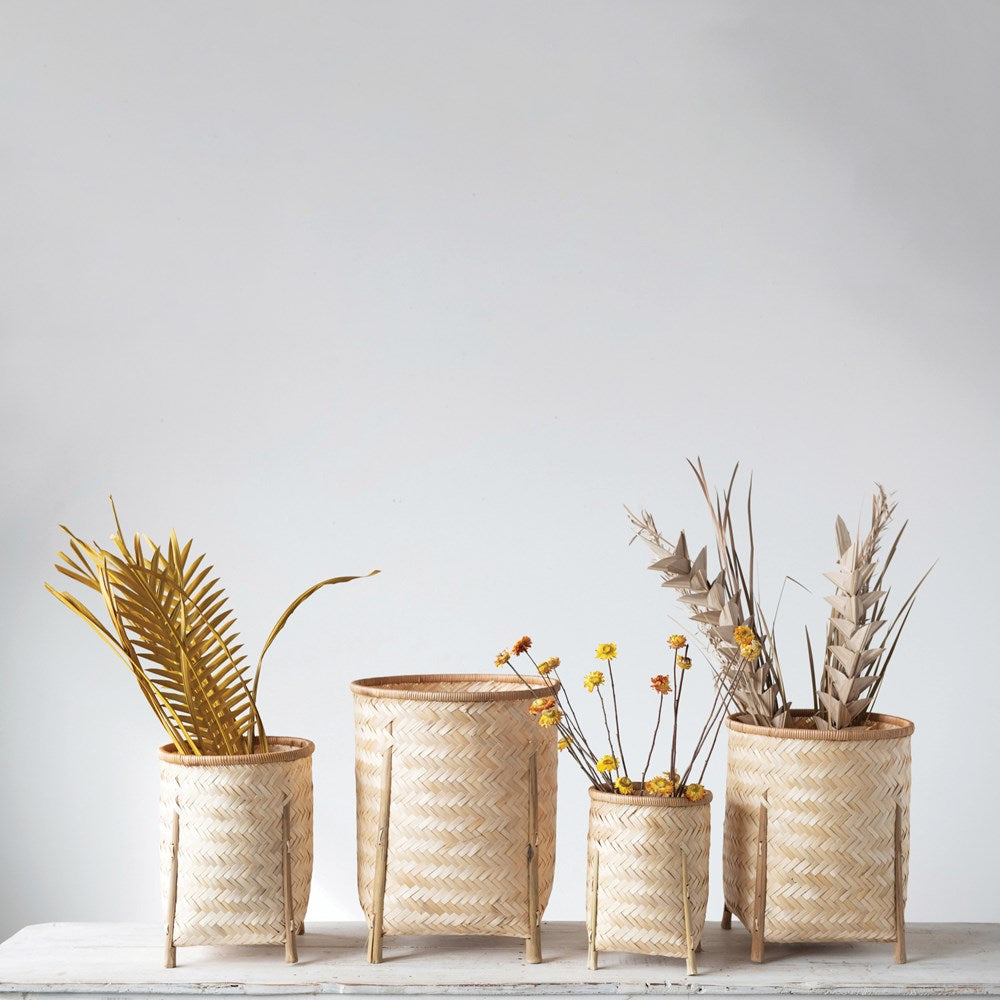 Woven Bamboo Baskets with Legs