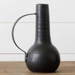 Kitt Matte Black Handled Vase