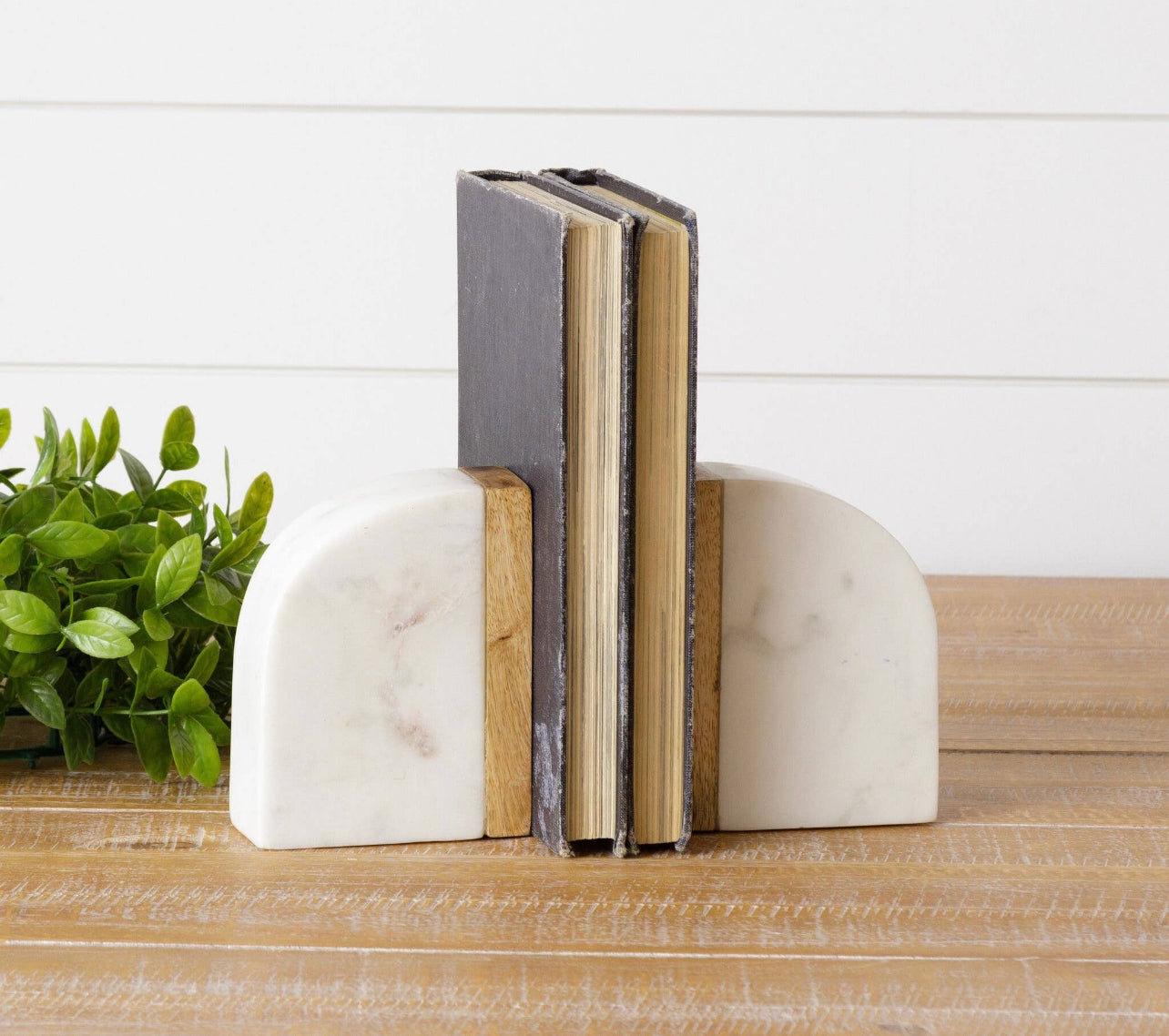 Carrie Marble & Wood Bookends