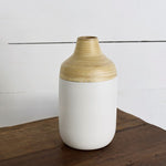 8" White Bottom Bamboo Vase
