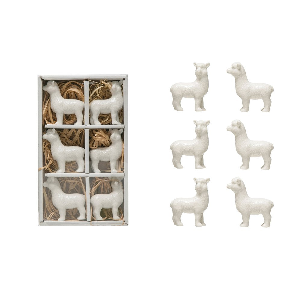 Set of 6 Stoneware Llamas