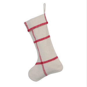 20"H Cotton Flannel Stocking with Grid Pattern